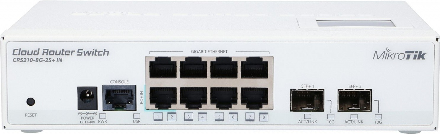MikroTik CRS210-8G-2S+IN L5 8xGig LAN, 1xSFP/SFP+, 1xSFP+ LCD, Desktop case (MT CRS210-8G-2S+IN)