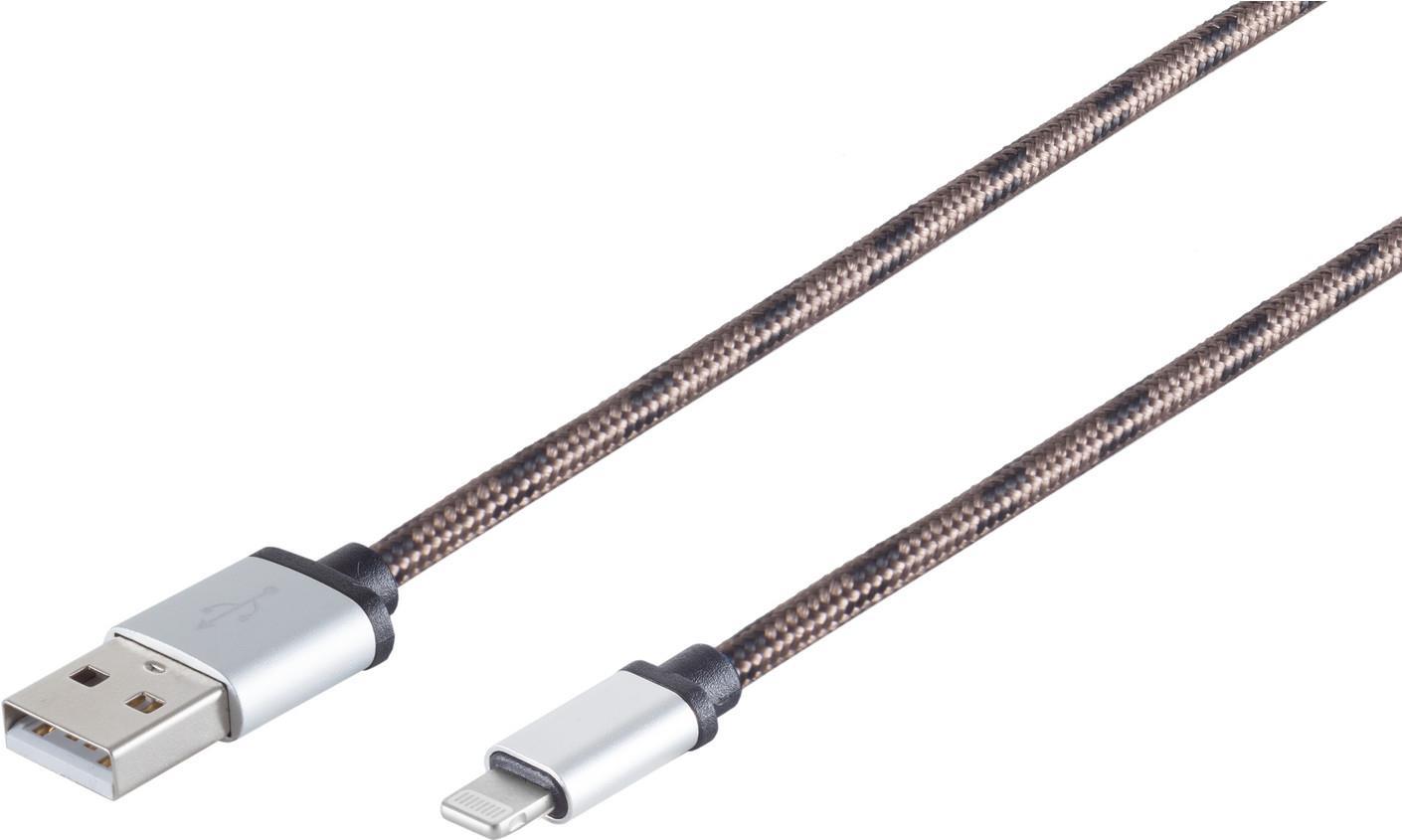 S-Conn 14-50078 0.9m USB A Lightning Braun Handykabel (14-50078)