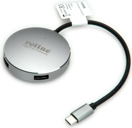 ROLINE 14.02.5036 Schnittstellen-Hub USB 3.2 Gen 1 (3.1 Gen 1) Type-C 5000 Mbit/s Schwarz - Edelstahl (14.02.5036)