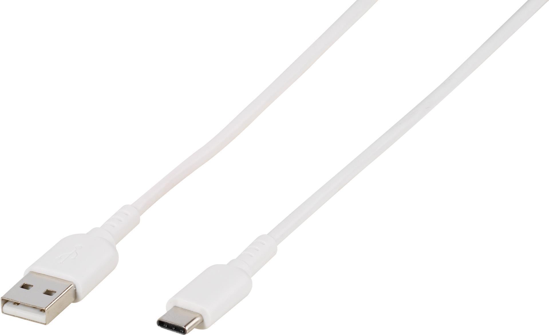 Vivanco USB 2.0 Anschlusskabel [1x USB 2.0 Stecker C - 1x USB 2.0 Stecker A] 1.50 m Weiß Rund (45209)