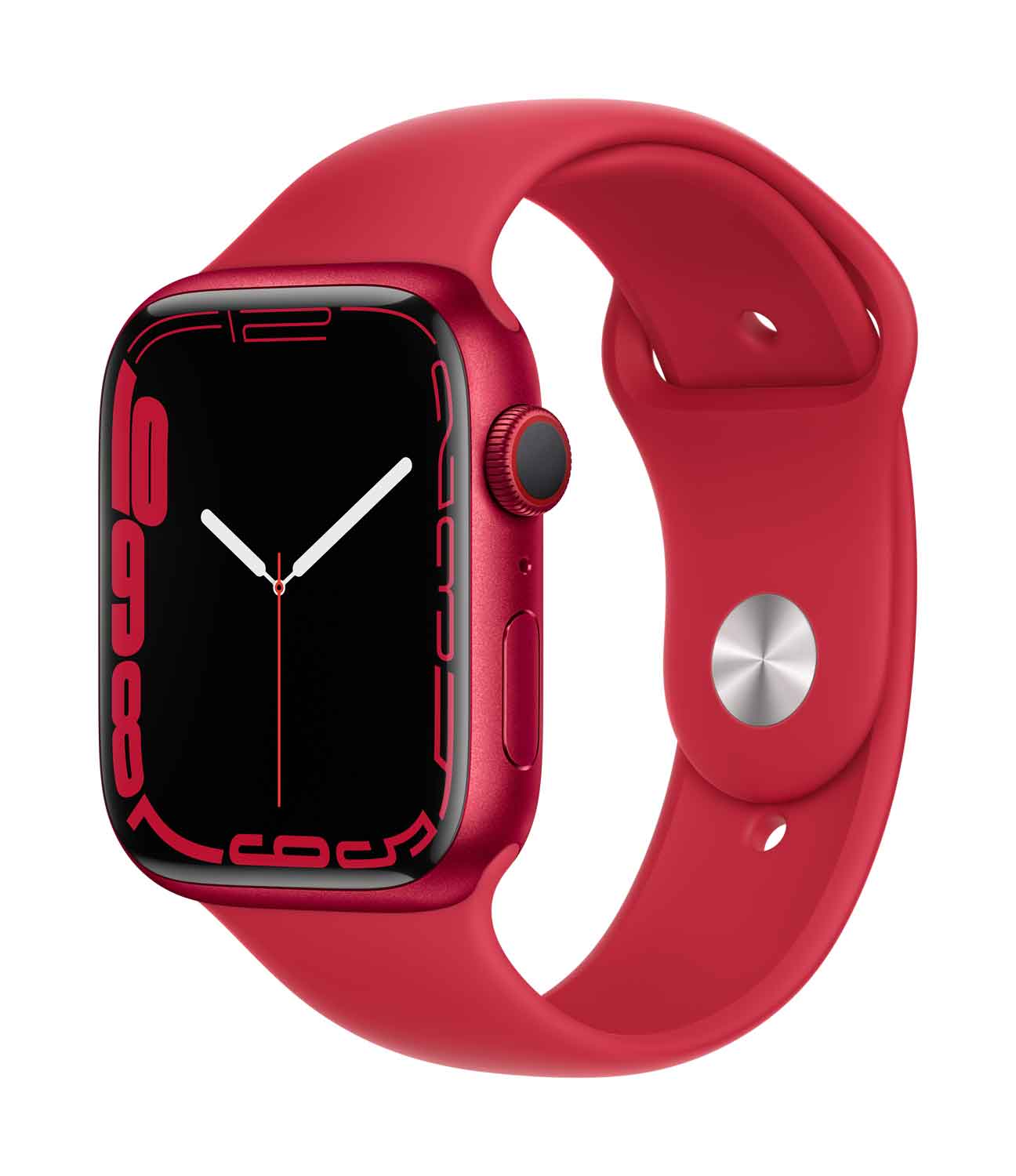 Apple Watch S7 Aluminium 45mm Cellular Rot Sportarmband rot 45mm Aluminiumgehäuse Rot, Sportarmband rot. Armband für 130-200 mm Umfang. (MKJU3FD/A)