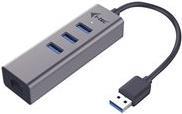 I-TEC USB 3.0 Metal 3-Port HUB mit Gigabit Ethernet Adapter 1x USB 3.0 auf RJ-45 3x USB 3.0 Port LED-Anzeige (U3METALG3HUB)