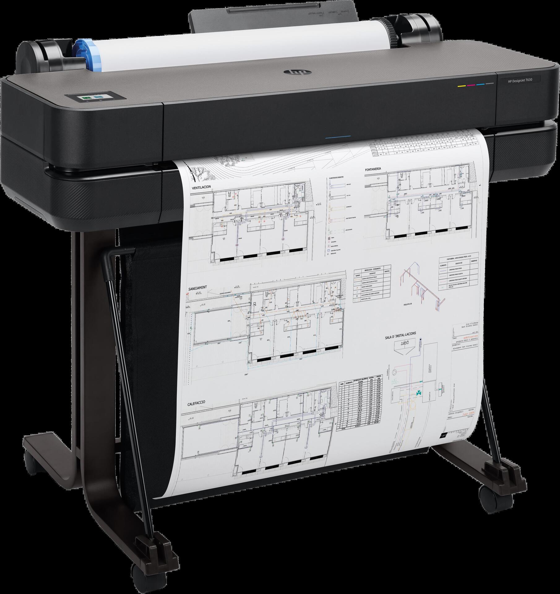 HP DesignJet T630 Tintenstrahl-Großformatdrucker Plotter 61,00cm (24") bis DIN A1 LAN WLAN (5HB09A#B19)