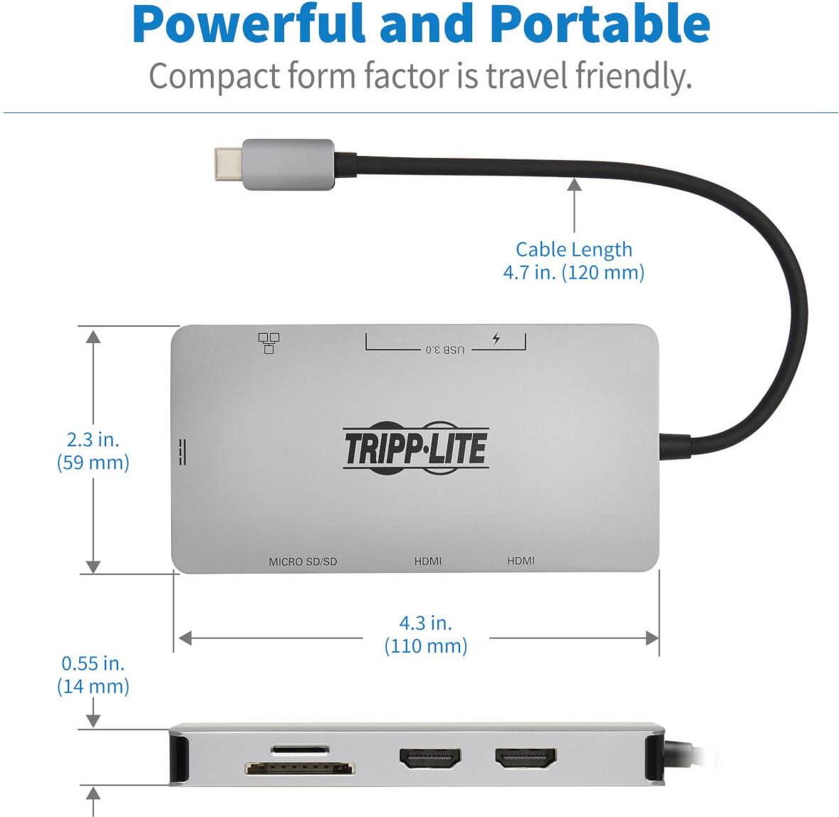 Tripp Lite Eaton Tripp Lite Series U442-DOCK8G-GG Dockingstation USB-C 2 x 4K HDMI 100W PD Grau