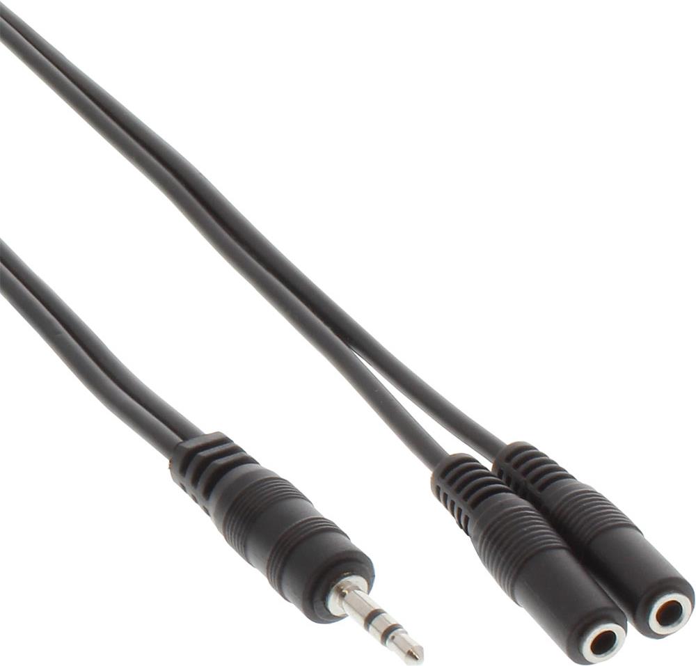 INLINE Klinken Y-Kabel, 3,5mm Klinke Stecker an 2x 3,5mm Klinke Buchse, Stereo, 5m