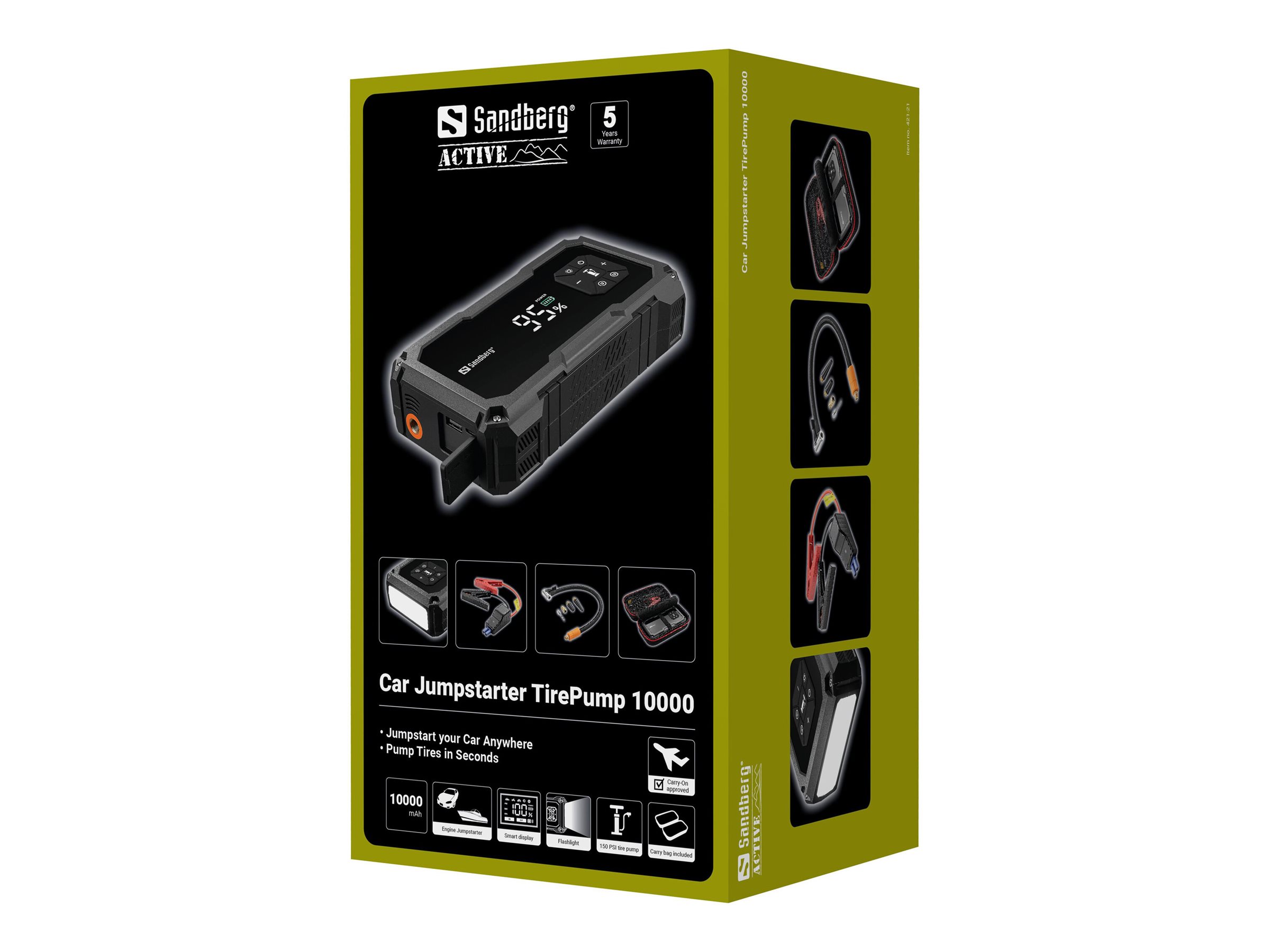 Sandberg Active TirePump 10000 10000 mAh 800 A Schwarz