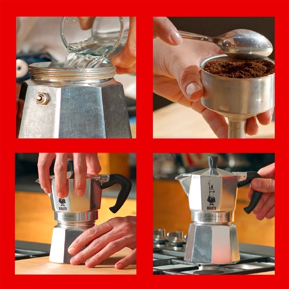 Bialetti Moka Express Espressomaschine 2 Tassen Silber Schwarz