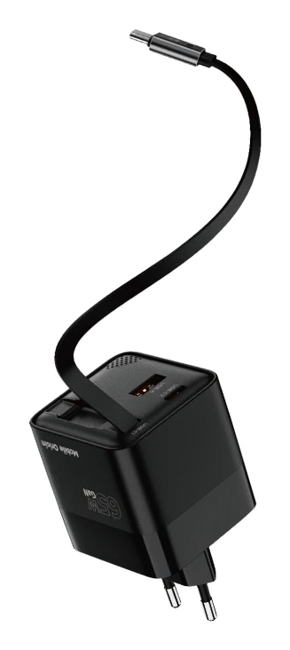Mobile Origin MO-65WDCH-PW2 65W GaN Ladegerät USB-C 75 cm Schwarz
