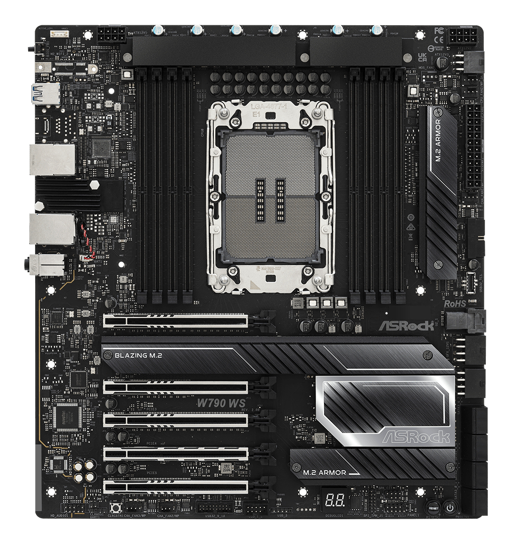 ASRock W790 WS R2.0 Workstation-Mainboard Intel W790 LGA4677 E-ATX DDR5 2 TB RAM 10 GbE LAN Schwarz