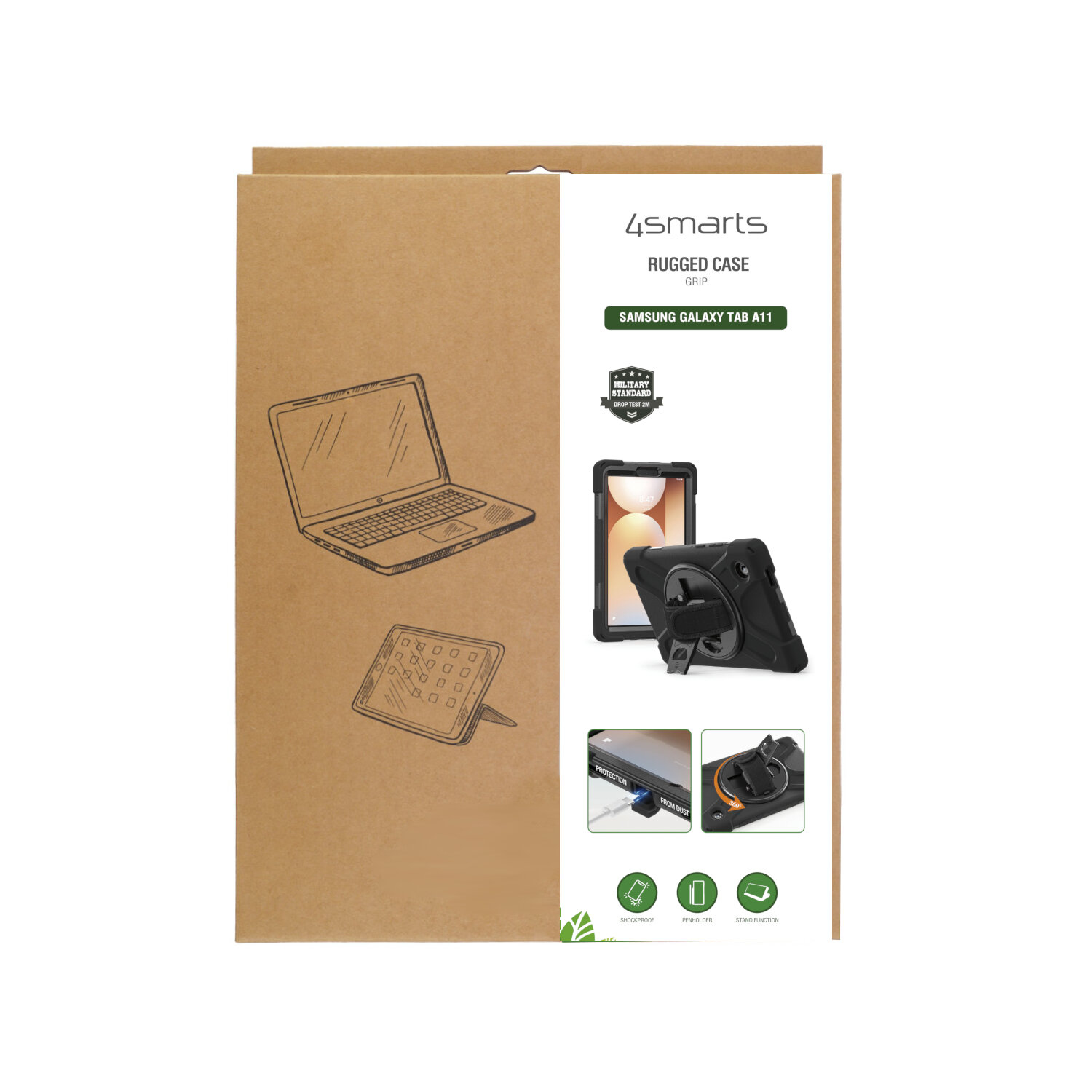 4smarts Rugged Case Grip Tablet-Schutzhülle für Samsung Galaxy Tab A11 8,7" Schwarz