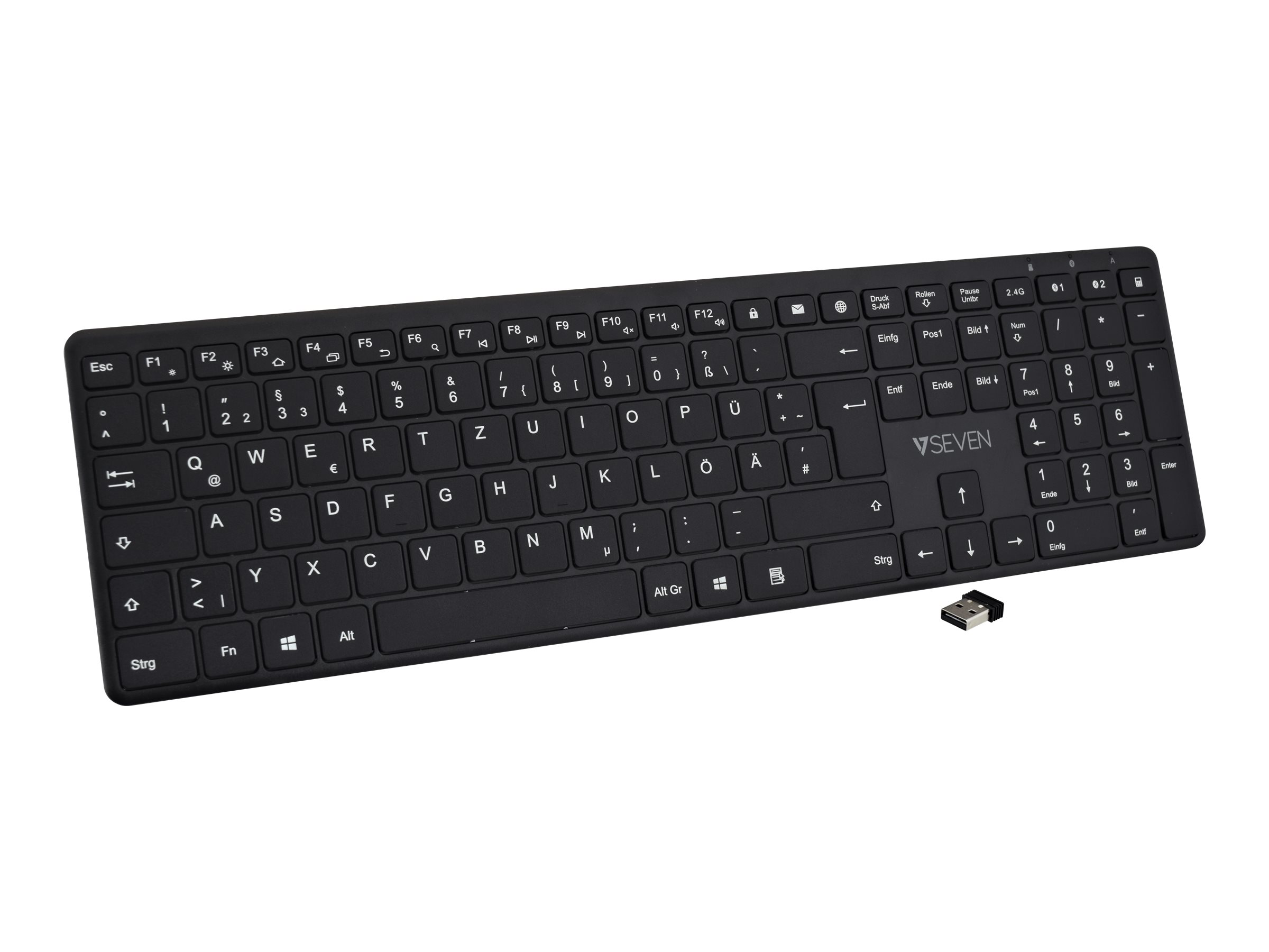 V7 KW550DEBT Kabellose Tastatur Bluetooth 2.4 GHz QWERTZ Deutsch Schwarz