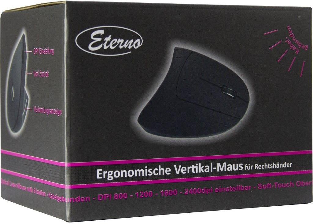 Inter-Tech Eterno KM-206WR Vertikale Maus USB Optisch 2400 DPI Schwarz Blau