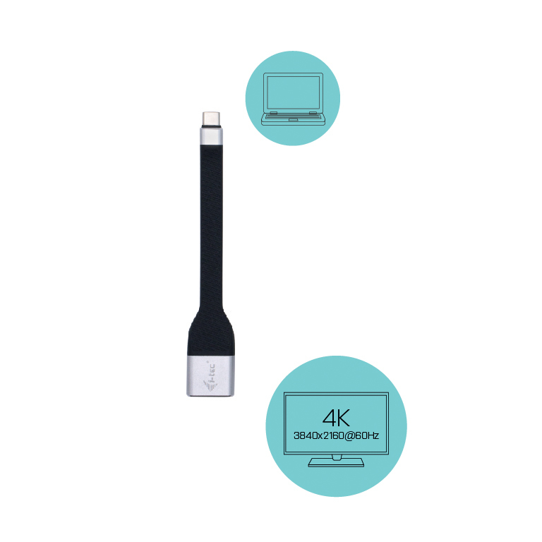 i-tec USB-C auf DisplayPort Flat Adapter 4K/60 Hz 0,11 m Schwarz