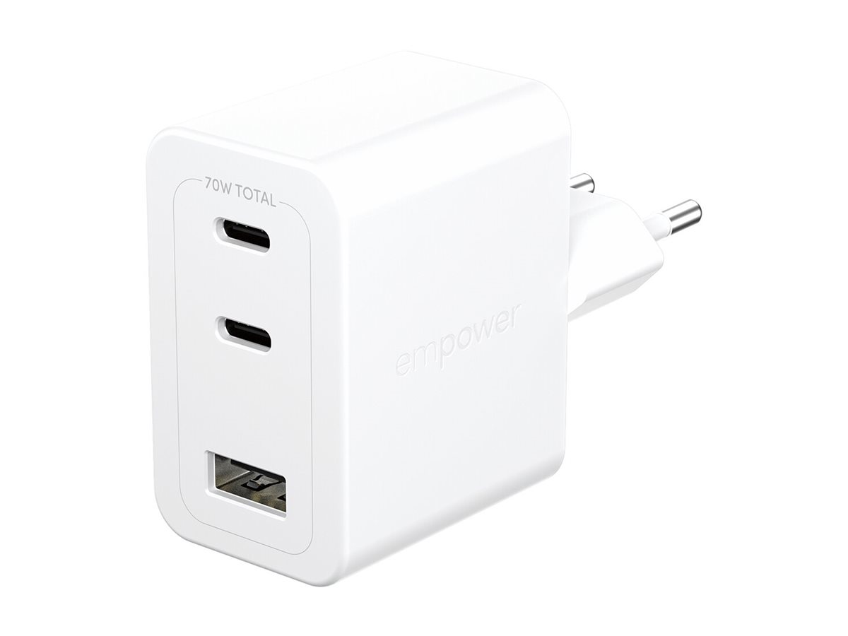 PanzerGlass empower Turbo 70W Netzteil 2x USB-C + USB-A Power Delivery 3.1 Silver White