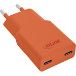 InLine® USB-C Ladegerät, 30W, GaN, Dual USB-C, PD/PPS, Papaya/orange (31590O)