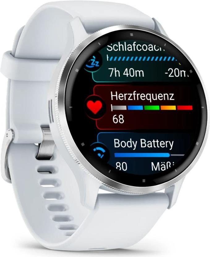 Garmin Venu 3 Smartwatch 45 mm 1,4" AMOLED GPS WLAN Silber, Weiß