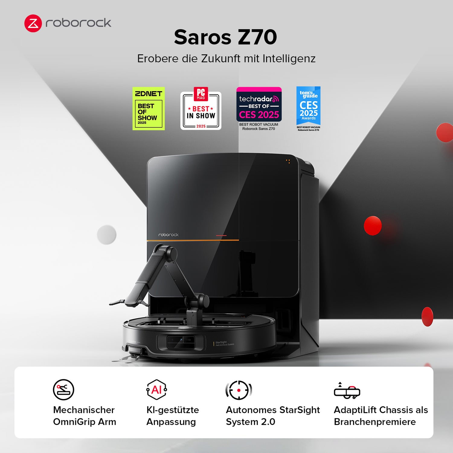 Roborock Saros Z70 Saugroboter Schwarz