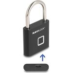 Navilock Vorhängeschloss mit Fingerabdruck 75 x 45 13 mm schwarz (20965)