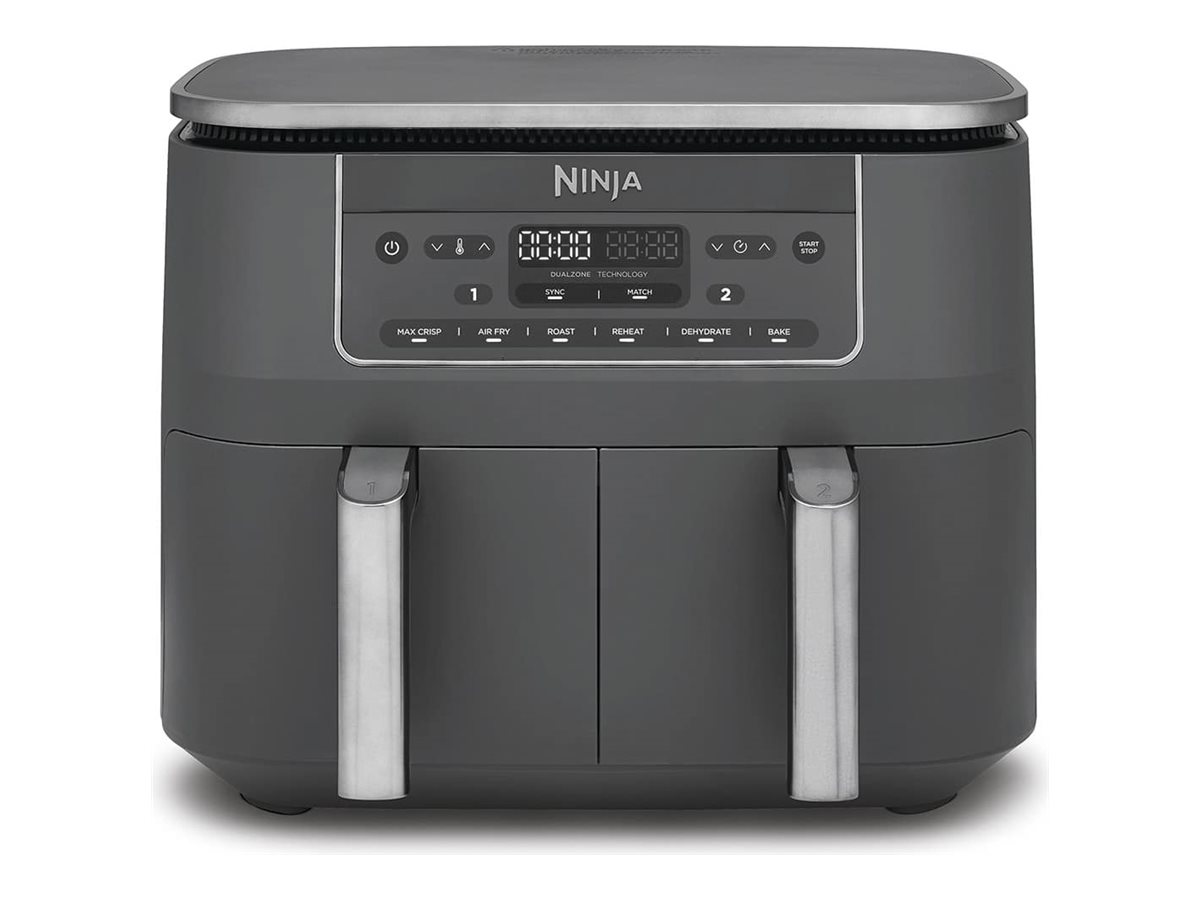 Ninja DZ300EU Doppelte Heißluftfritteuse 7,6 Liter 2,4 kW Metallisch grau