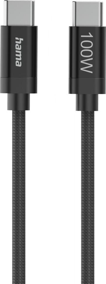 Hama Ladekabel Fabric, USB-C - USB-C, 100W, 1,5 m, Nylon, Schwarz (00201740)