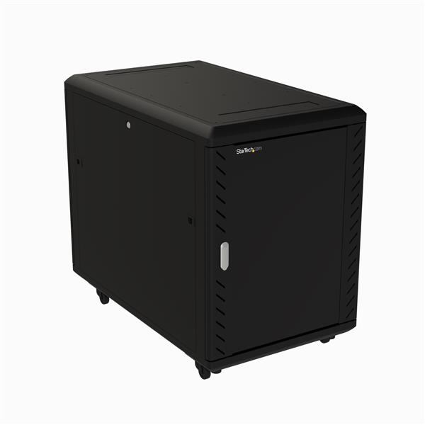 StarTech.com 15HE 19" Serverschrank 800 mm tief bis 800 kg abschließbar mit Rollen Schwarz