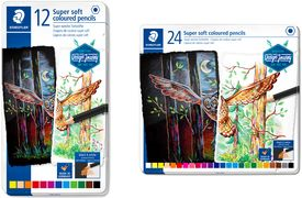 STAEDTLER Buntstift super soft, 24er Metalletui Sechskantstift, Minenstärke: 2,9 mm, sehr weiche Mine, - 1 Stück (149C M24)