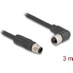 Delock M12 Kabel L-kodiert 4 Pin Stecker gerade zu Buchse rechts gewinkelt PUR (80526)
