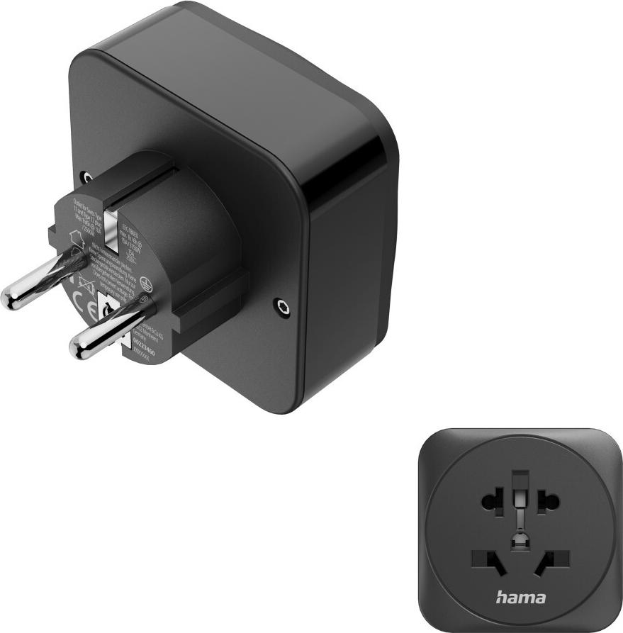 Hama Reiseadapter Typ E/F, 3-polig, Welt nach EU, 1x USB-C, 1x USB-A, PD, 20W, S (00223460)