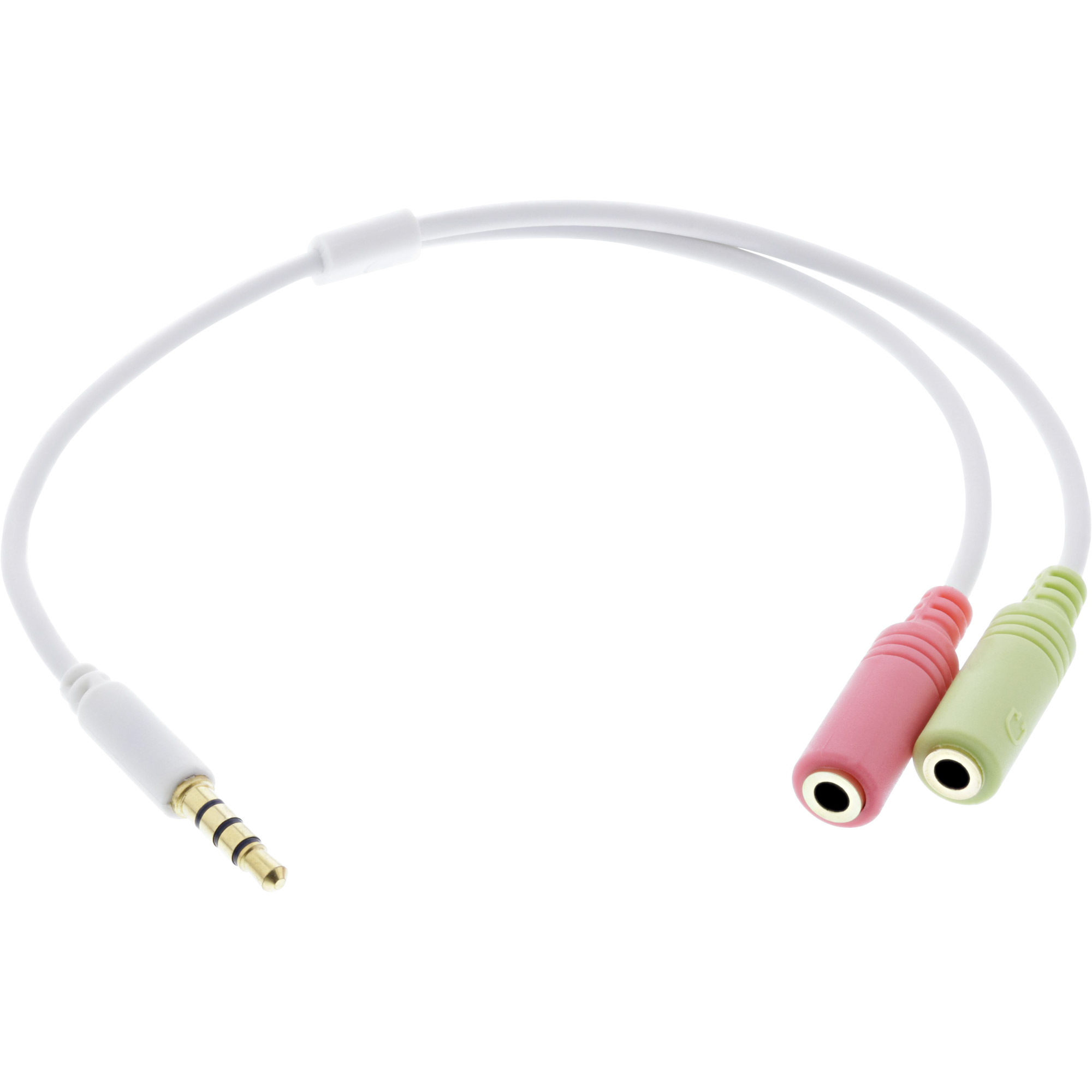InLine Headsetadapter 3,5mm Klinke Stecker 4pol. an 2x 3,5mm Klinke Buchse, 0,15m, Weiß