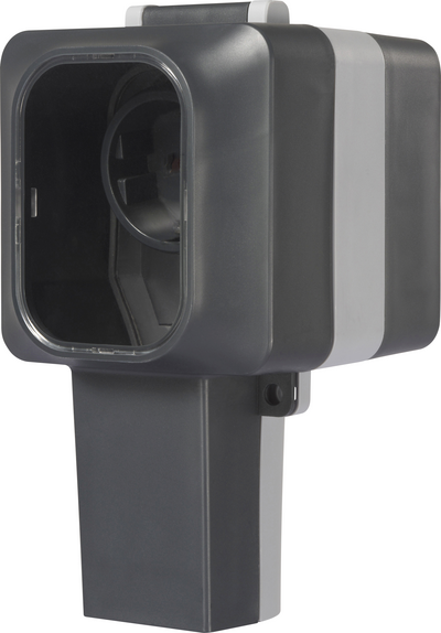 Sygonix SY-6670746 1fach Aufputz-Steckdose abschließbar, schwenkbare Steckdosentöpfe IP55 Grau (SY-6670746)