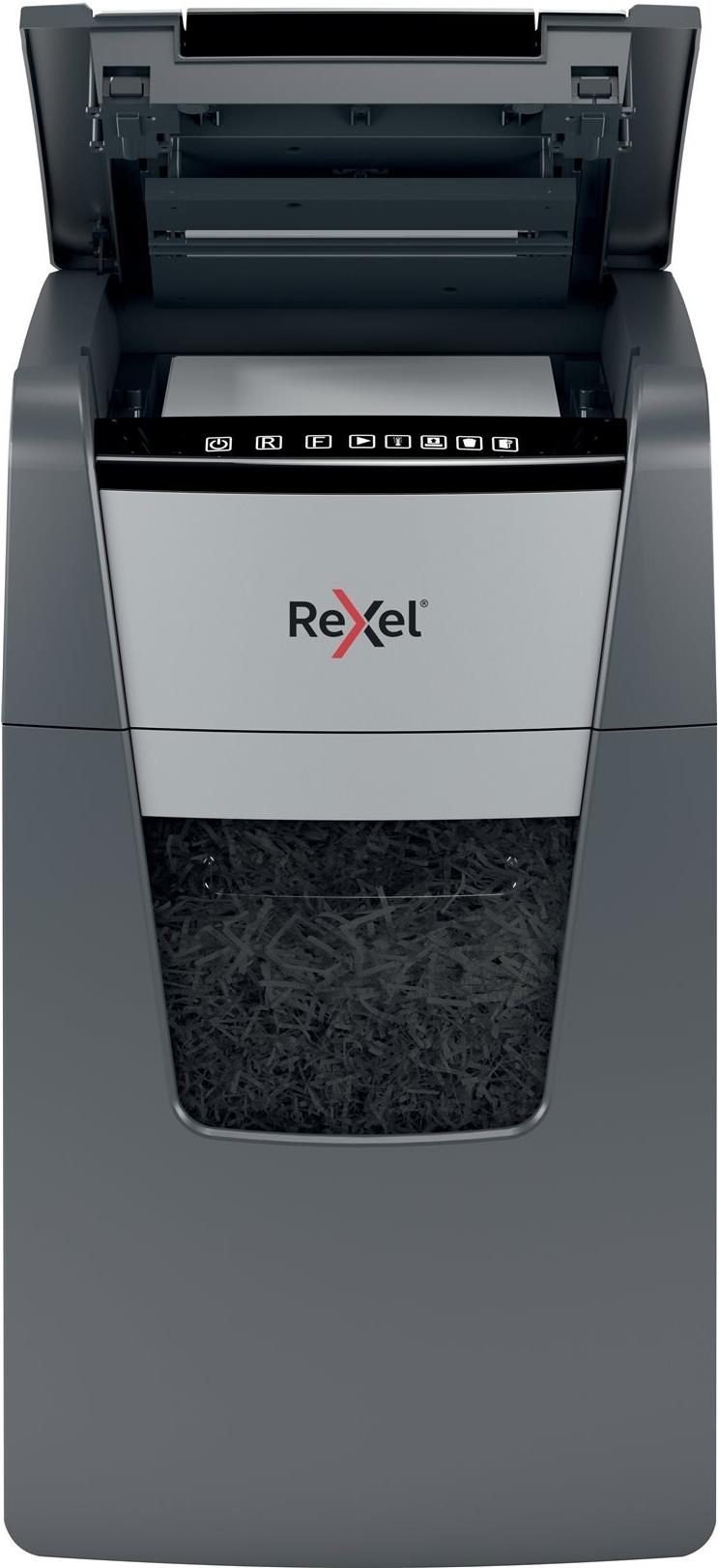 Rexel Optimum AutoFeed+ 130X Aktenvernichter 130 Blatt Kreuzschnitt Schwarz, Grau