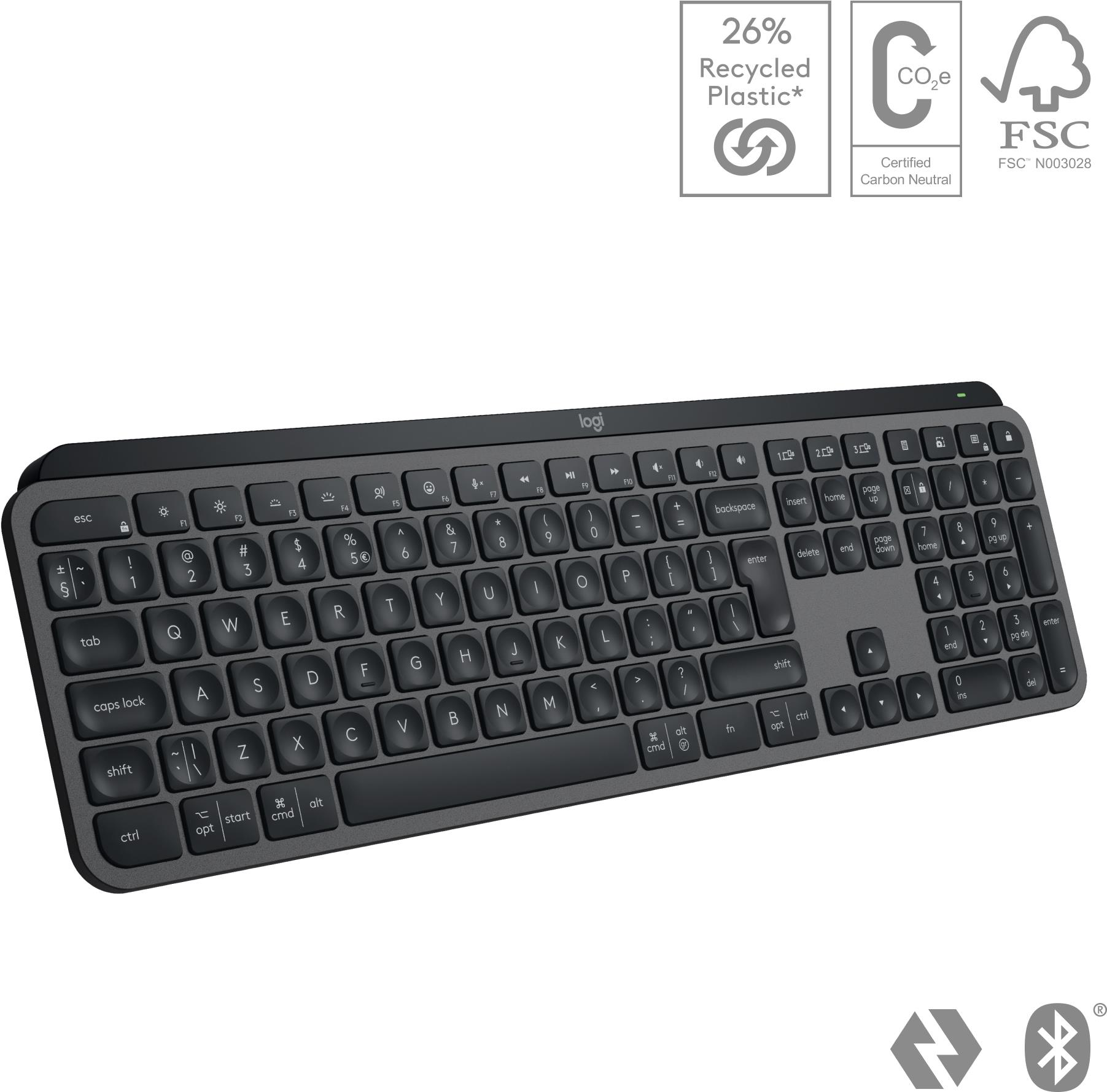 Logitech MX Keys S Tastatur Bluetooth AZERTY Belgisch Graphite