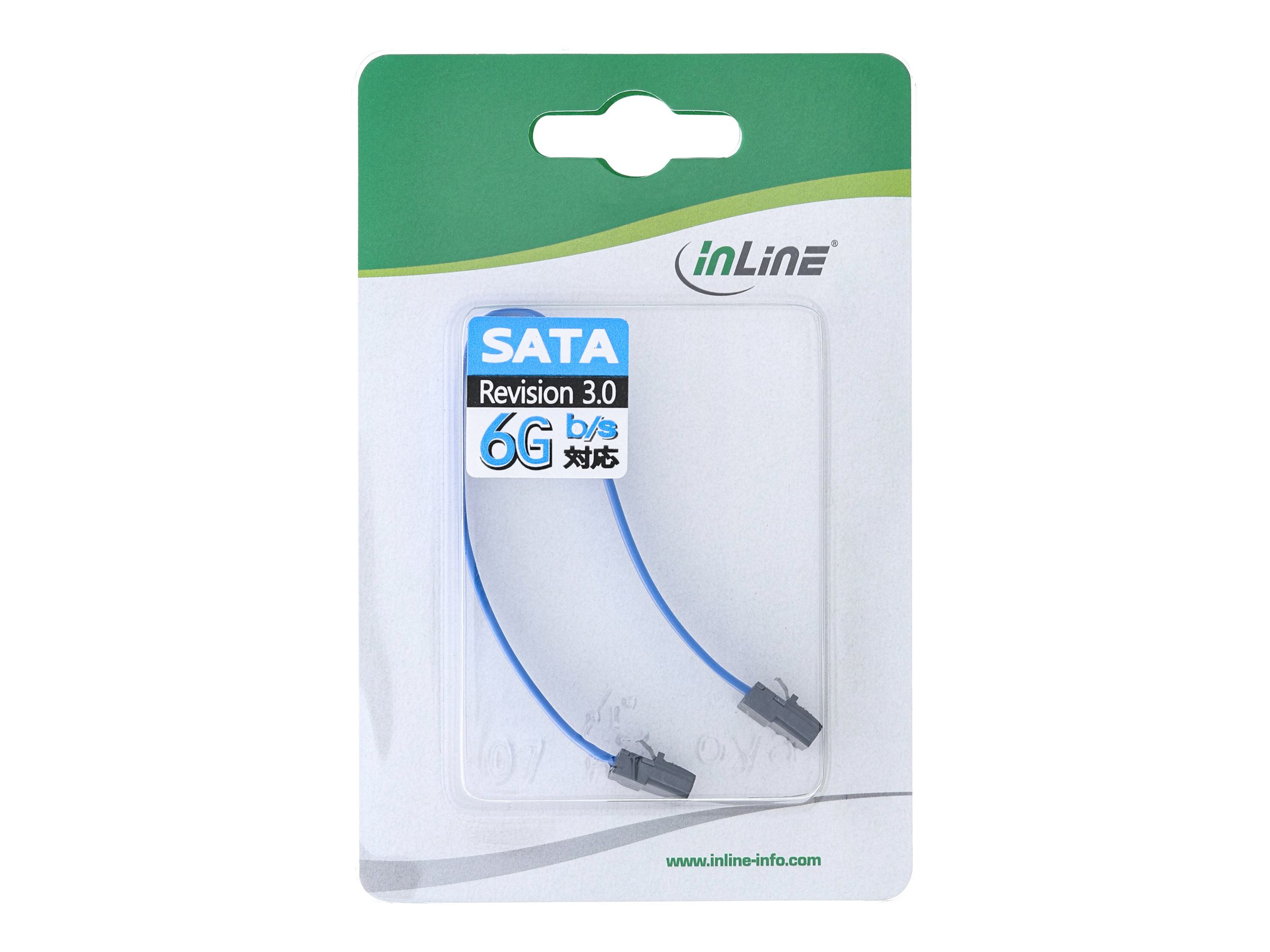 InLine SATA 6Gb/s Anschlusskabel klein mit Sicherheitslasche 0,15 m Blau