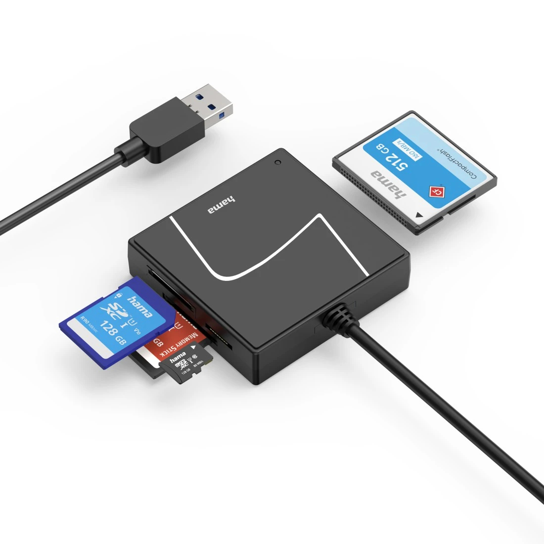 Hama USB-Kartenleser USB 3.2 Gen 1 SD/micro SD/CF/MS Schwarz