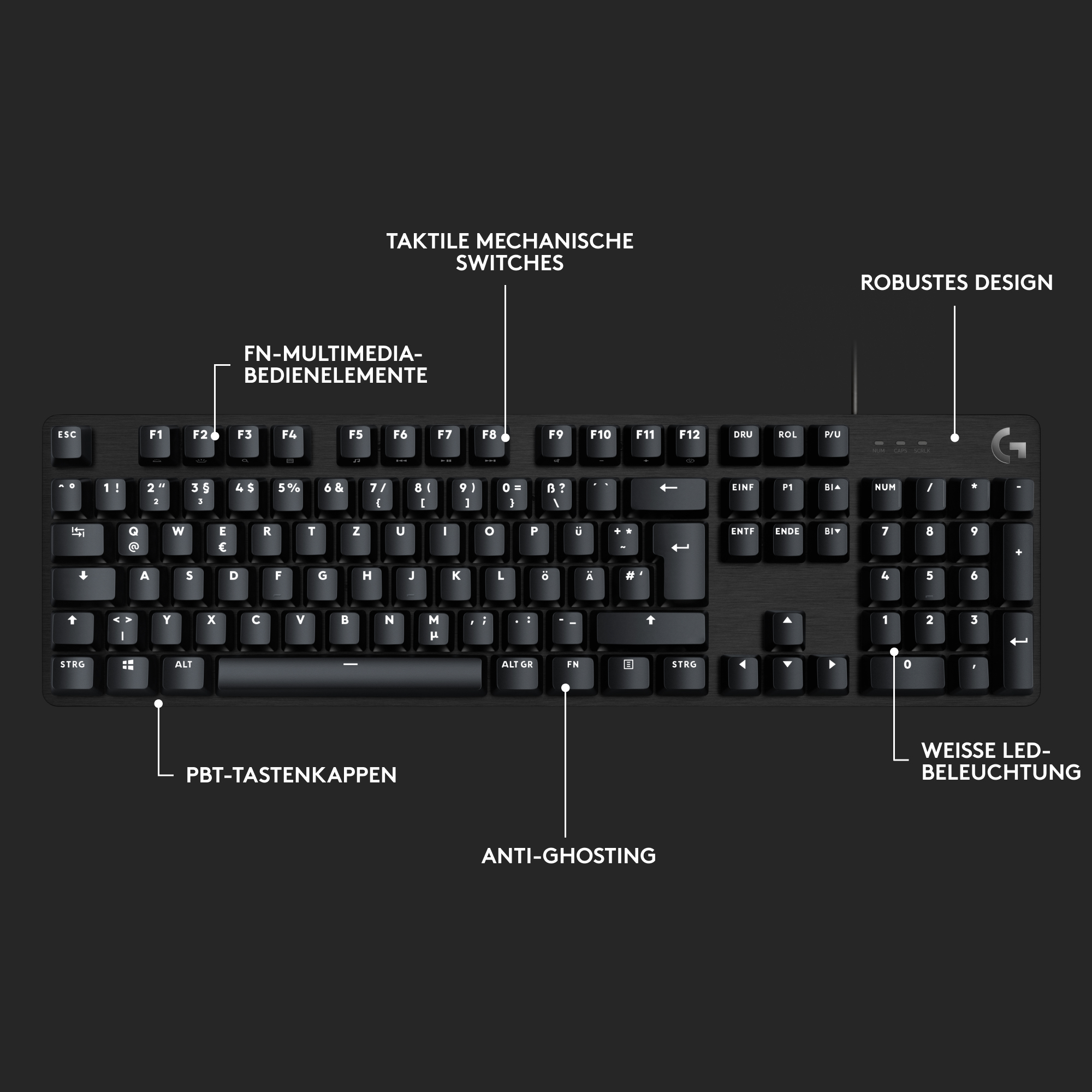 Logitech G G413 SE Mechanische Gaming-Tastatur USB QWERTZ Schwarz