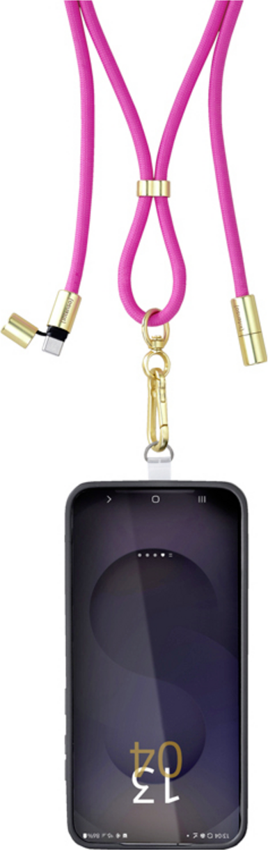 Intenso Handykette und Lade-/Datenkabel Cell Phone Charging Lanyard neon-pink (7991004)