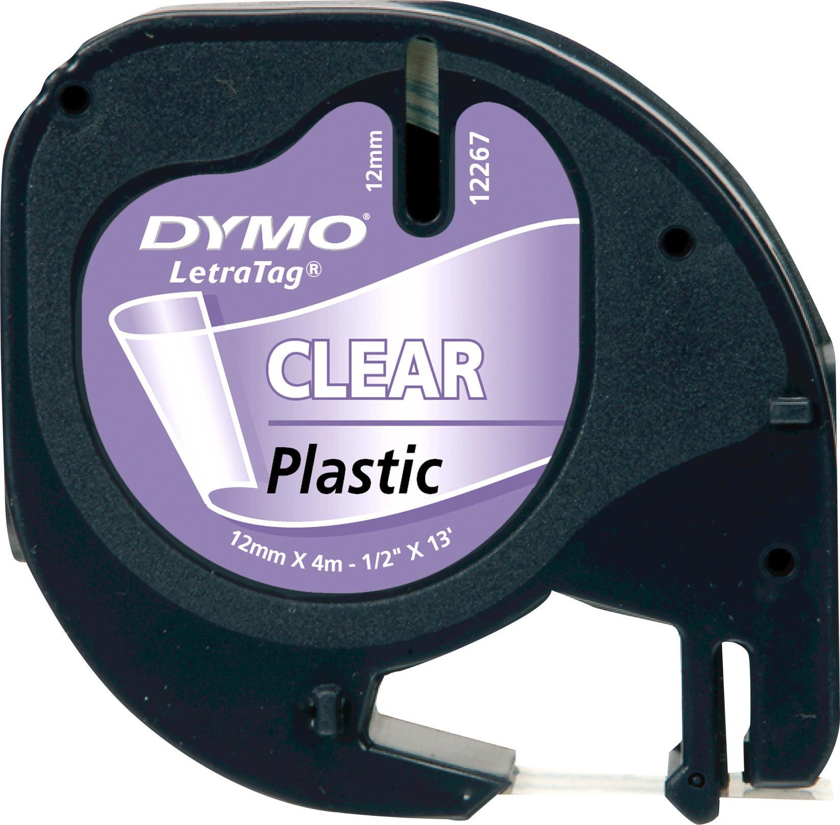 DYMO LetraTag Etikettenband S0721530 12 mm x 4 m Schwarz auf transparent