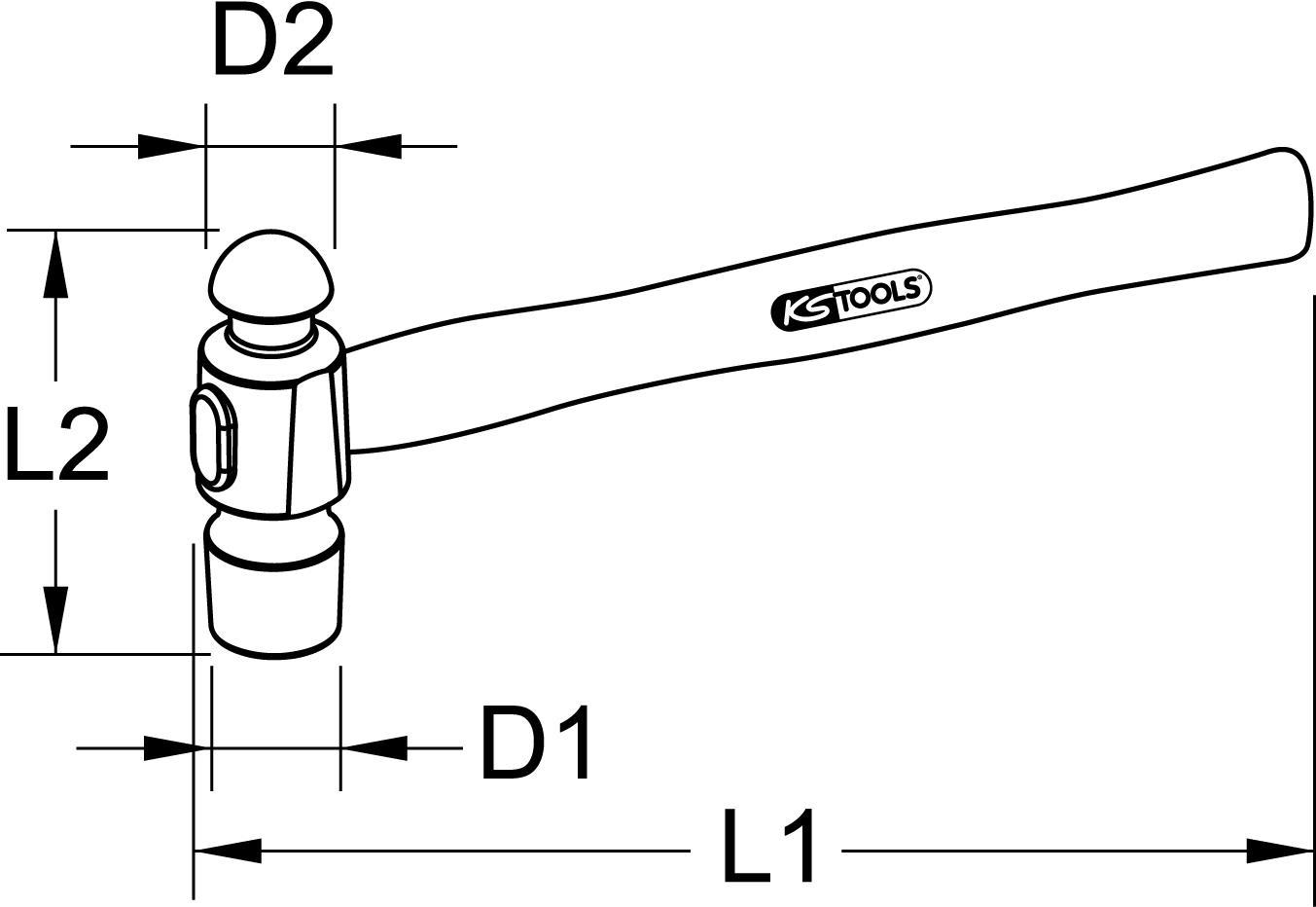 KS TOOLS BRONZEplus Schlosserhammer, 2000g, amerikanische Form (963.2118)