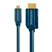 CLICKTRONIC HDMI Anschlusskabel [1x HDMI-Stecker - 1x HDMI-Stecker D Micro] 3 m Blau clicktronic