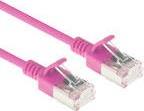 ACT Pink 1 meter LSZH U/FTP CAT6A datacenter slimline patch cable snagless with RJ45 connectors (DC7401)