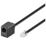 Wentronic Goobay Modularverlängerungskabel, Schwarz, 10 m - RJ12-Stecker (6P6C) auf RJ12-Buchse (6P6C) (68261)