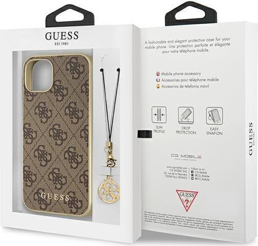 Guess Case 4G Charms für A2633 Apple iPhone 13 - brown (GUHCP13MGF4GBR)