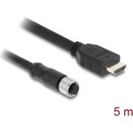 Delock M12 Kabel A-kodiert Buchse zu HDMI Stecker schwarz (81220)