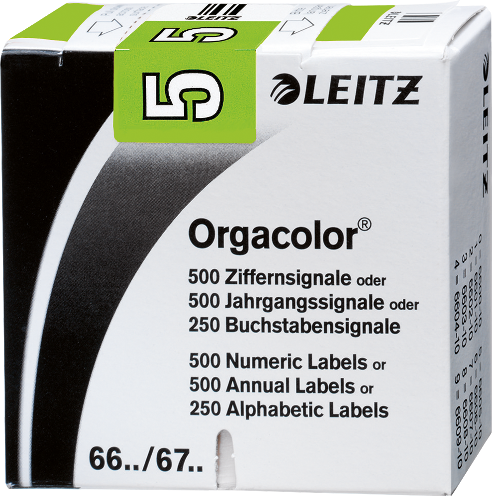 LEITZ Ziffernsignal Orgacolor \"5\", auf Rolle, hellgrün Maße: (B)30 x (H)23 mm, auf Trägerbandrolle,