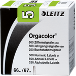 LEITZ Ziffernsignal Orgacolor "5", auf Rolle, hellgrün Maße: (B)30 x (H)23 mm, auf Trägerbandrolle, selbstklebend (6605-10-00)