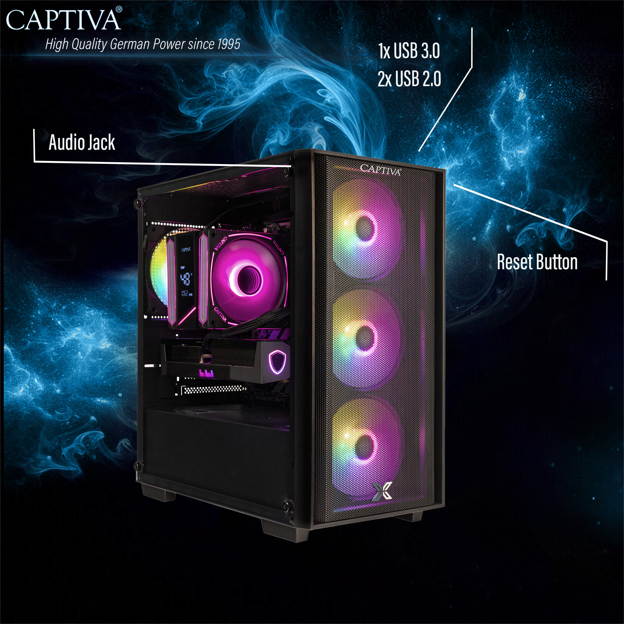 Captiva Power Starter R94-689 Desktop-PC, AMD Ryzen 5 5600G, 32 GB RAM, 500 GB SSD, Windows 11 Home, Schwarz