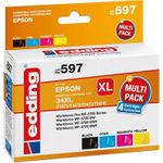 Edding Tintenpatrone ersetzt Epson 34XL /T3471/T3472/T3473/T3474 Kompatibel Kombi-Pack Schwarz, Cyan, Magenta, Gelb EDD-597 18-597 (18-597)