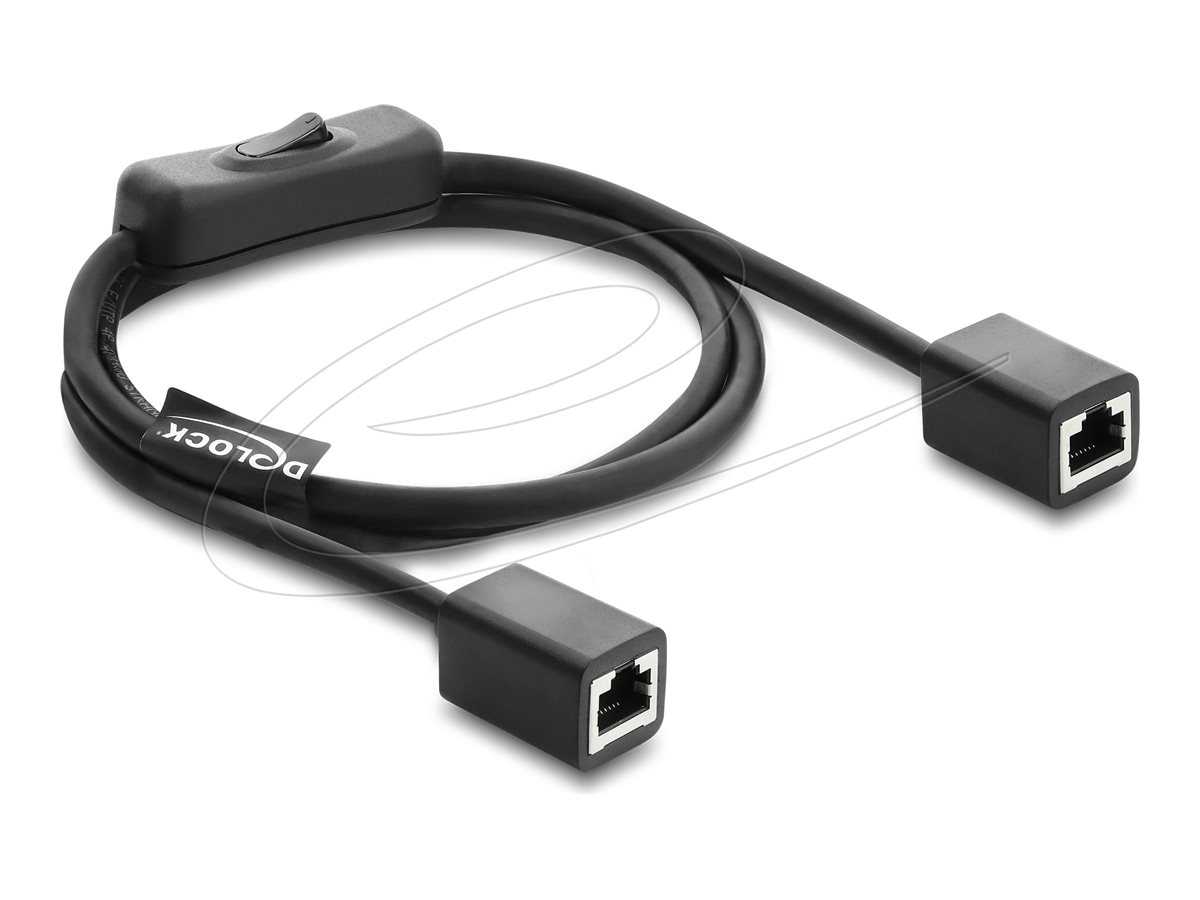 Delock CAT 6 F/UTP Netzwerkkabel RJ-45 Buchse zu Buchse mit Schalter 1 m Schwarz