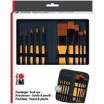 Marabu Pinselmappe, bestückt mit 10 Acrylpinseln stabiles Etui mit Reißverschluss, universelle Pinsel - 1 Stück (1628000000002)