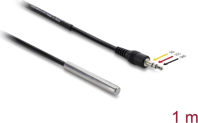 Delock Temperaturfühler-Kabel mit 3,5 mm 3 Pin Klinkenstecker DS18B20 1 m (91387)